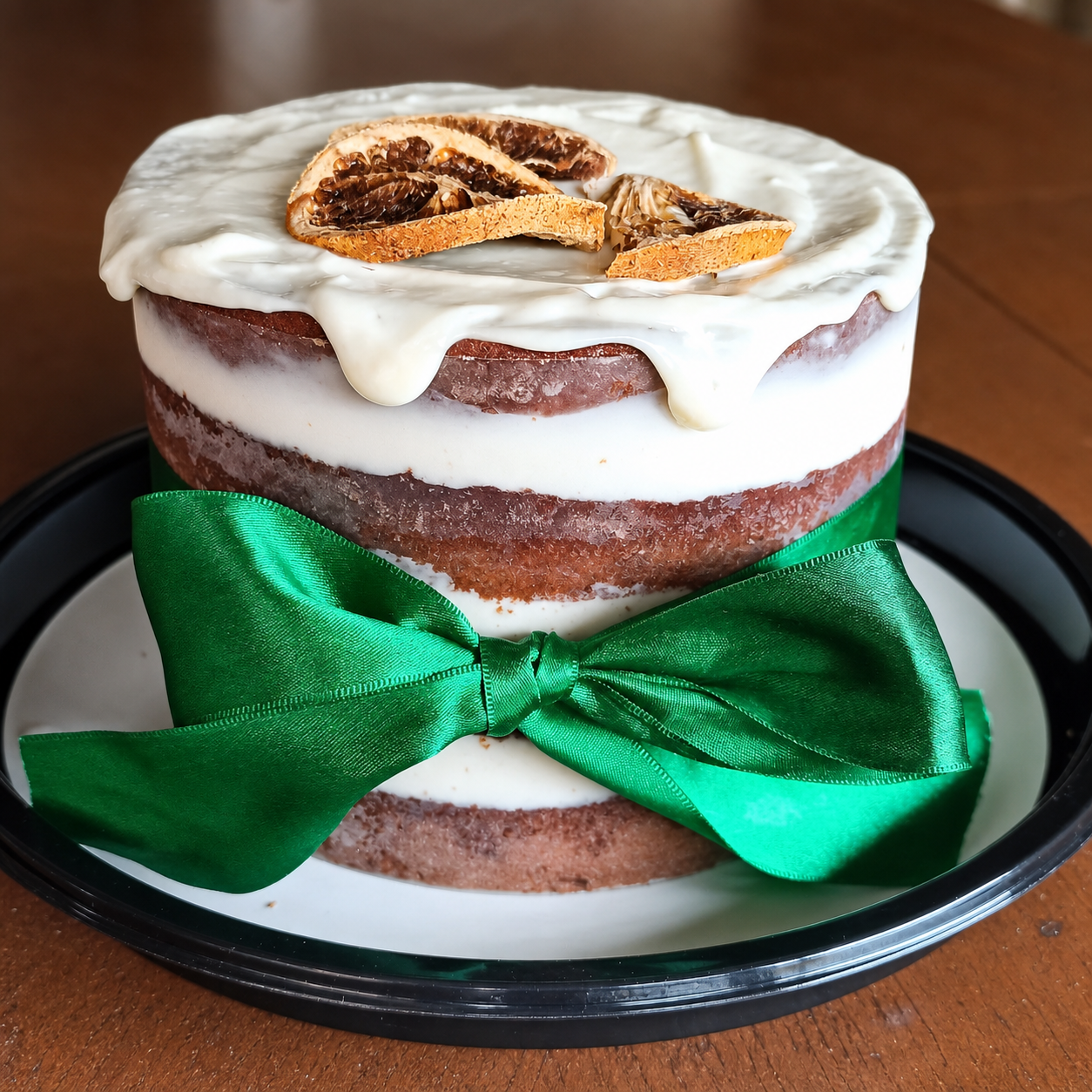 Torta artesanal de limão com laço verde